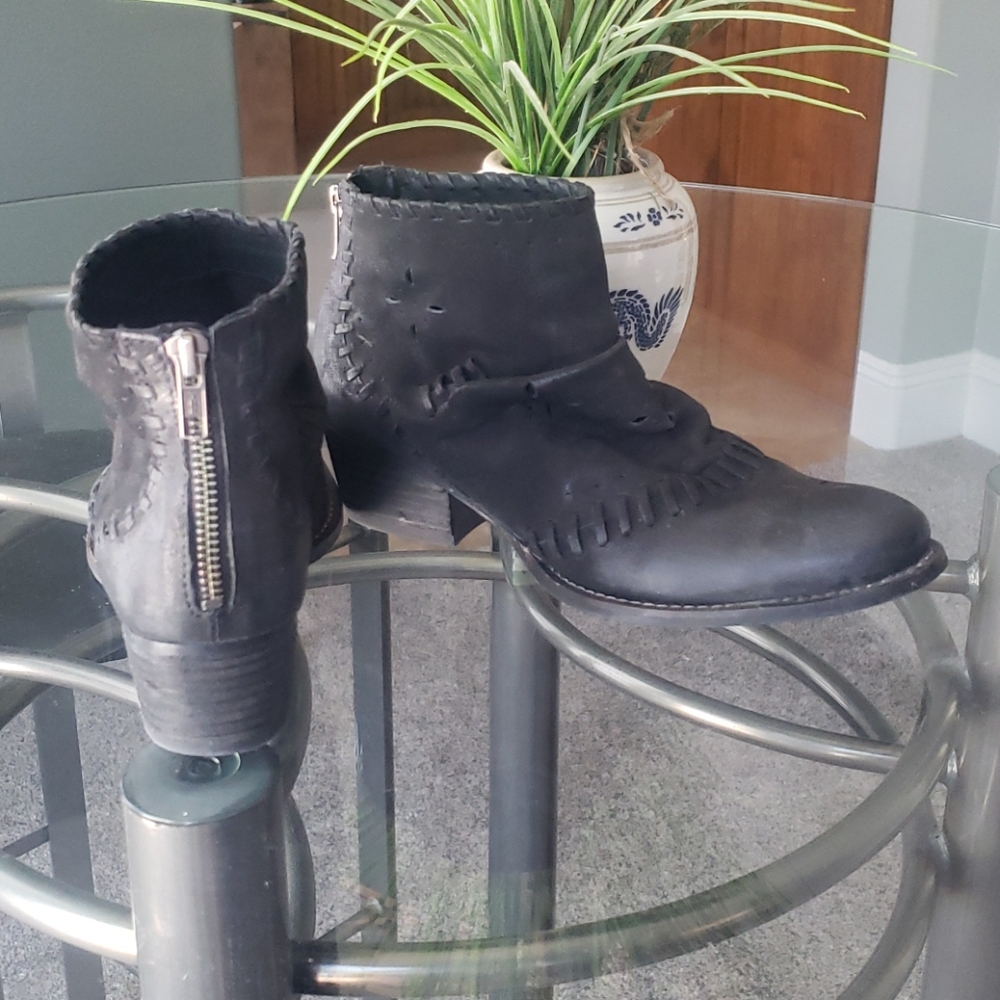 suede boots. Black
